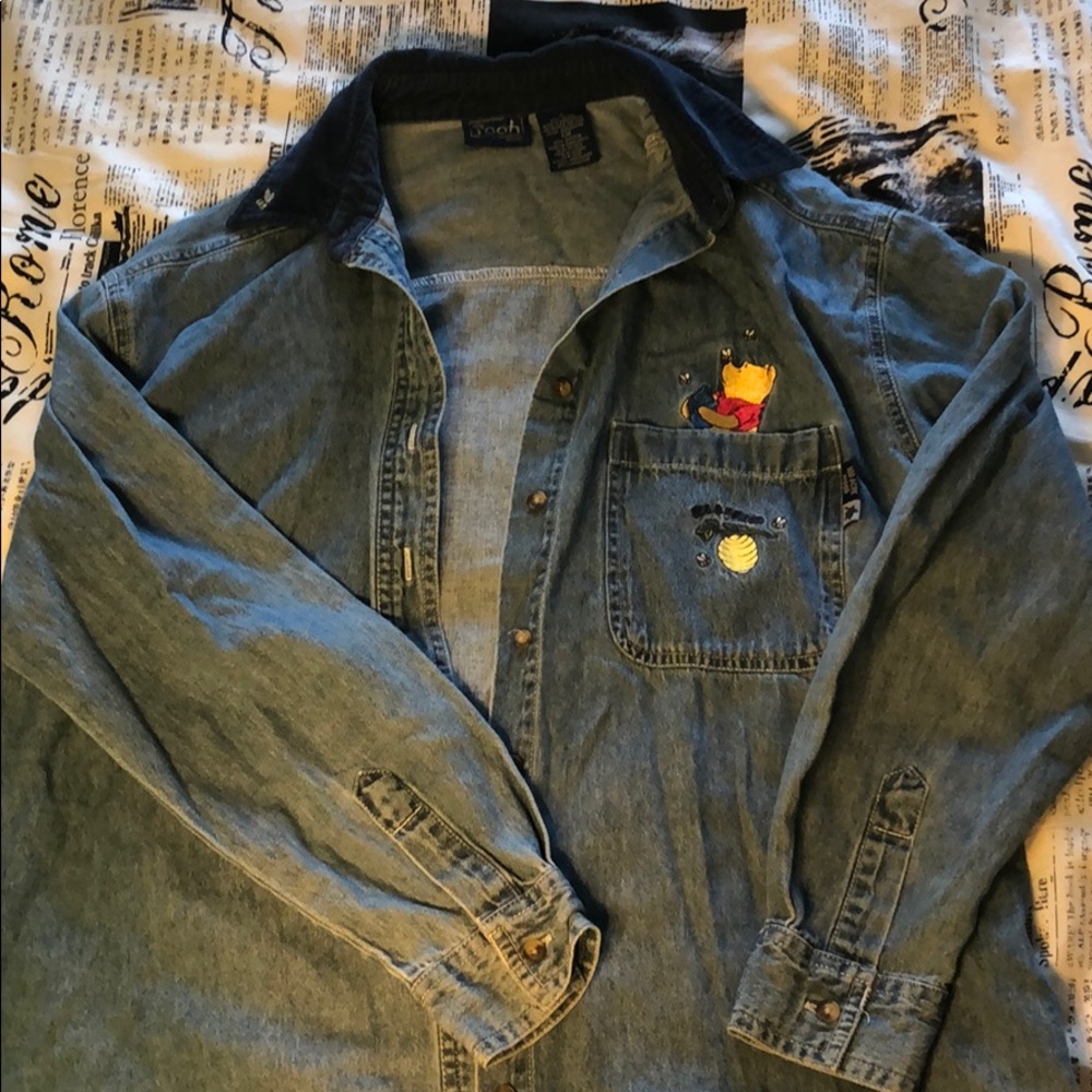 Vintage Denim Winnie the Pooh button up